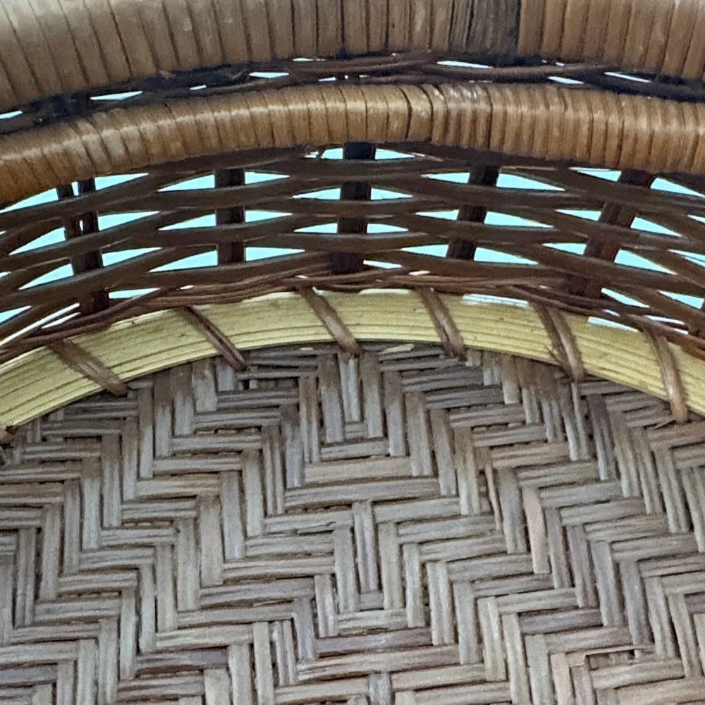 Vintage Mid Century Basket With Lid Woven‎ Wicker Rattan Storage
